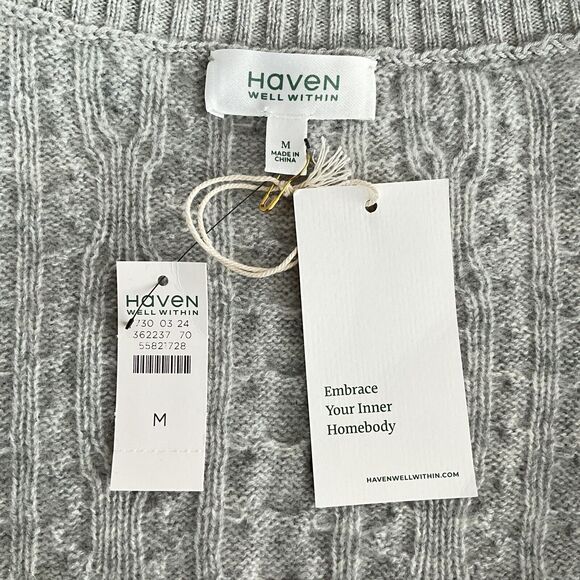 100% Cashmere Well With Cardigan Gray Open Front Oversized M - Picture 3 of 16